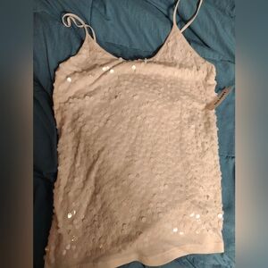 Nwt Old Navy White Sequin Spaghetti Strap Camisole, Xl